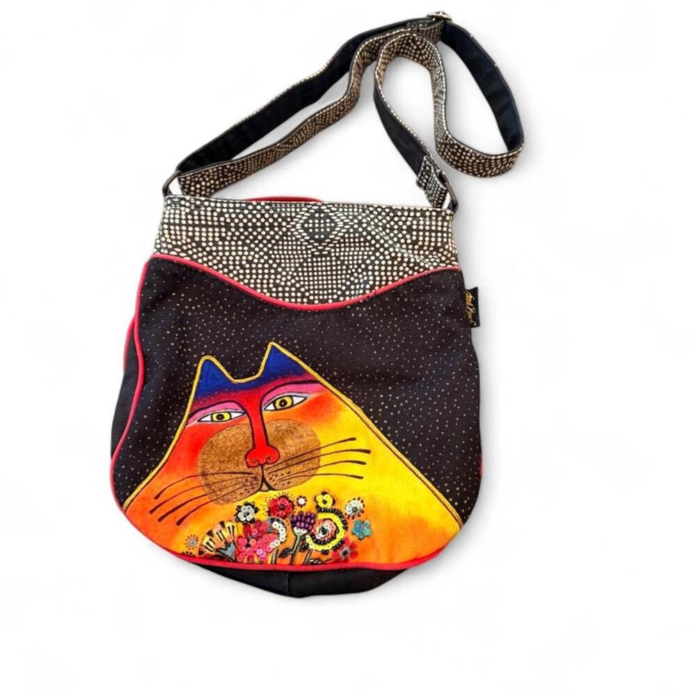 Vintage Laurel Burch A Bunch Of Love Cat Crossbody Canvas Purse Bag